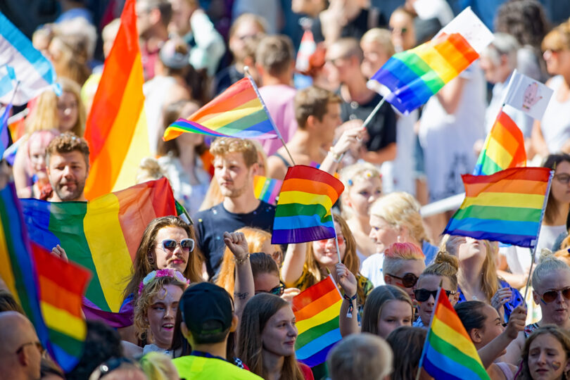 en grupp av personer som firar pride