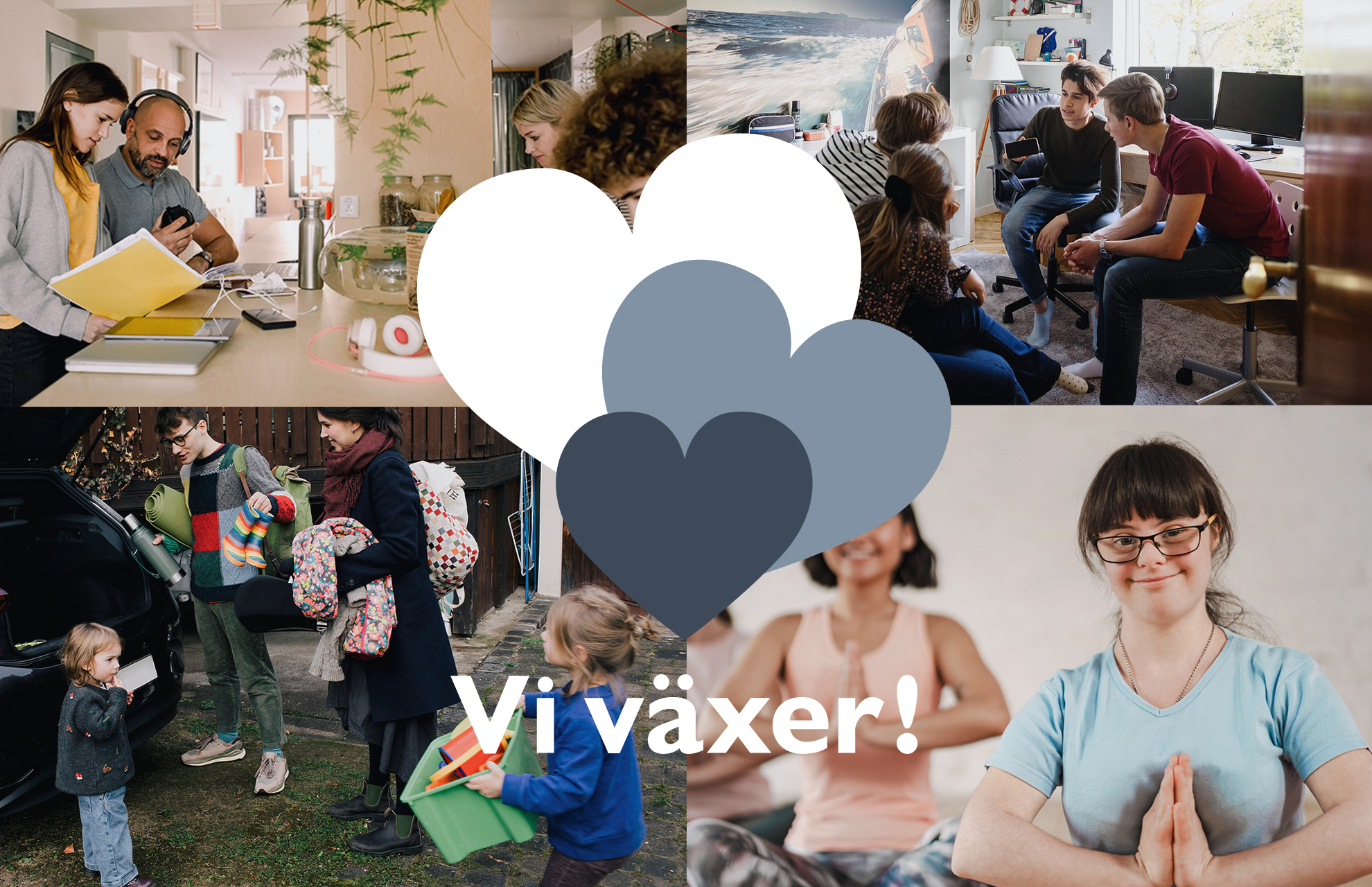 Bildkollage med personer i åldrarna 3-50.