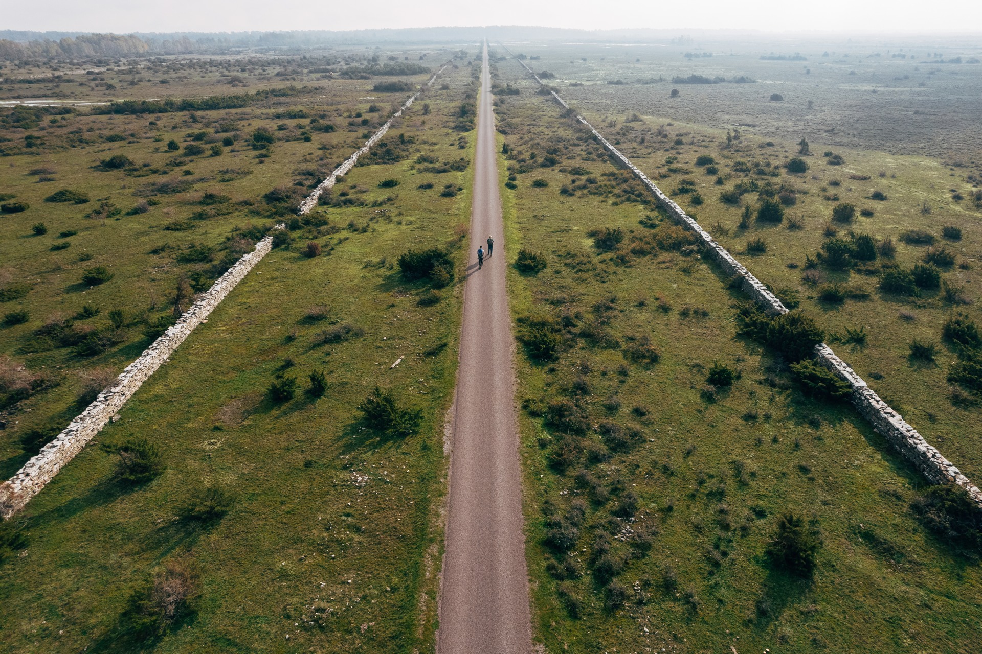 Bild ovanifrån på väg genom öländskt landskap