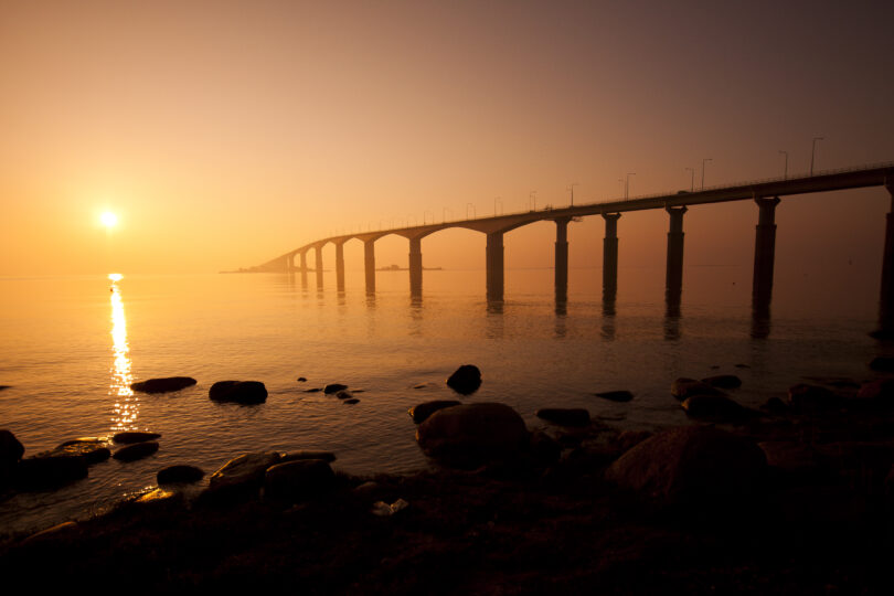 Solnedgång över Ölandsbron.