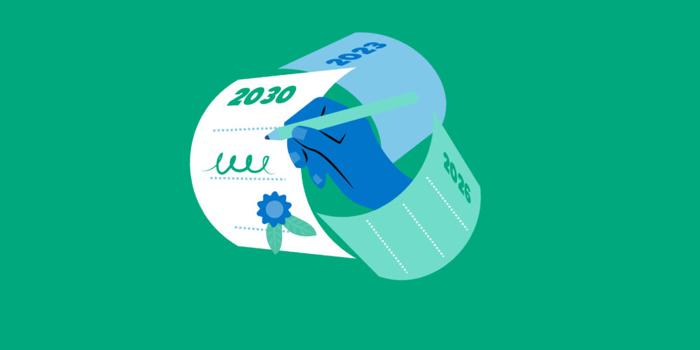 Illustration över en hand som skriver på ett kontrakt.