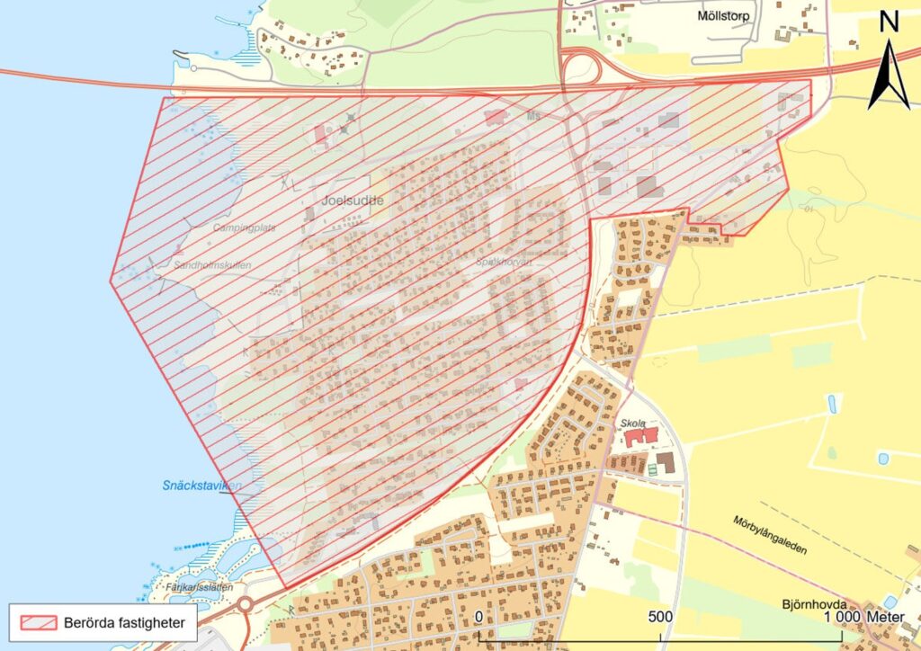 Ledningsinventering i Snäckstrand 2026 - Områdeskarta